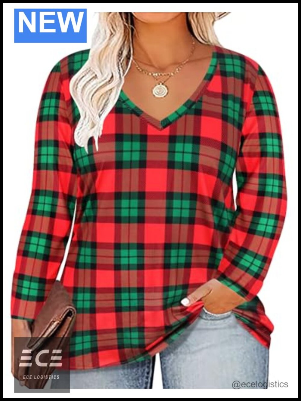 Womens Plus Size Long Sleeve V Neck Tunic Floral Blouse Pullover